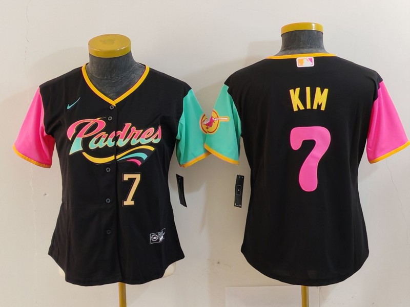 Personalized Women’s San Diego Padres #7 Ha Seong Kim Black City Connect Stitched Baseball Jersey(Run Small)