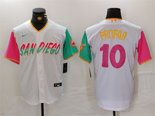 Personalized Men’s San Diego Padres #10 Jurickson Profar White City Connect Cool Base Stitched Baseball Jersey