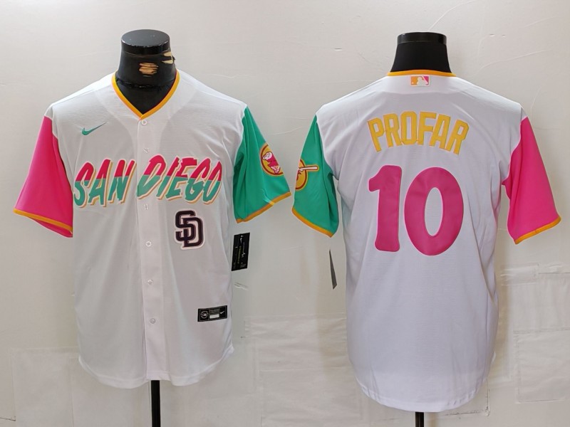 Personalized Men’s San Diego Padres #10 Jurickson Profar White City Connect Cool Base Stitched Baseball Jerseys