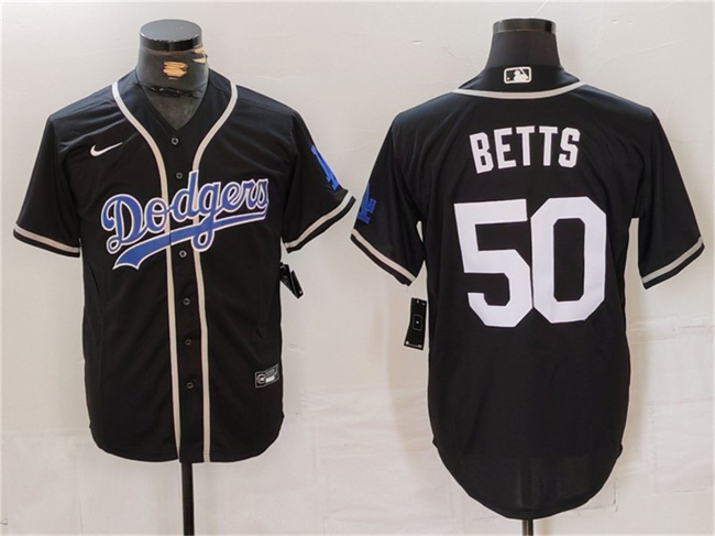 Personalized Men’s Los Angeles Dodgers #50 Mookie Betts Black Fashion Cool Base Stitched Baseball Jersey