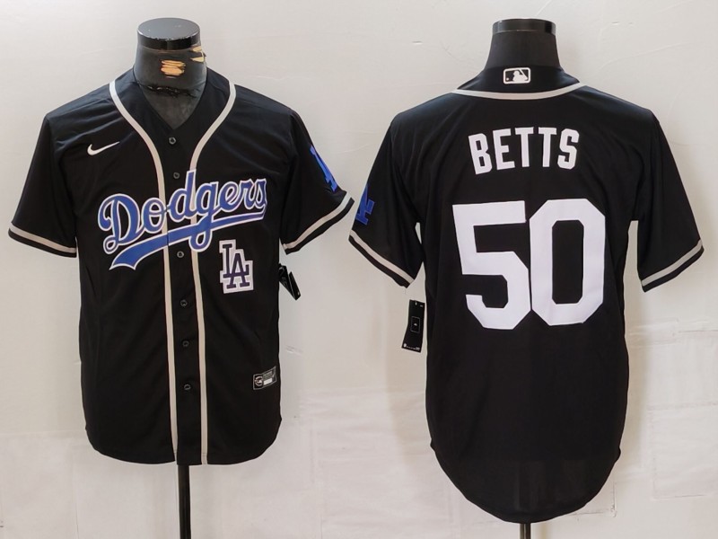 Personalized Men’s Los Angeles Dodgers #50 Mookie Betts Black Fashion Cool Base Stitched Baseball Jerseys