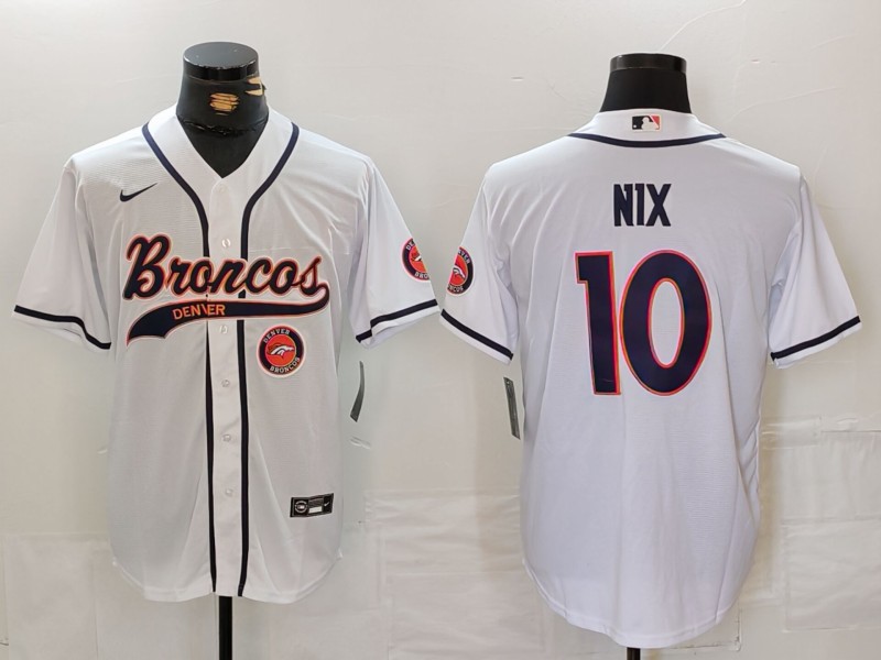 Personalized Men’s Denver Broncos #10 Bo Nix White Cool Base Stitched Baseball Jersey