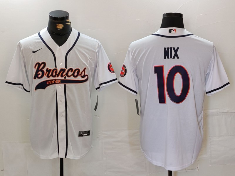Personalized Men’s Denver Broncos #10 Bo Nix White Cool Base Stitched Baseball Jerseys