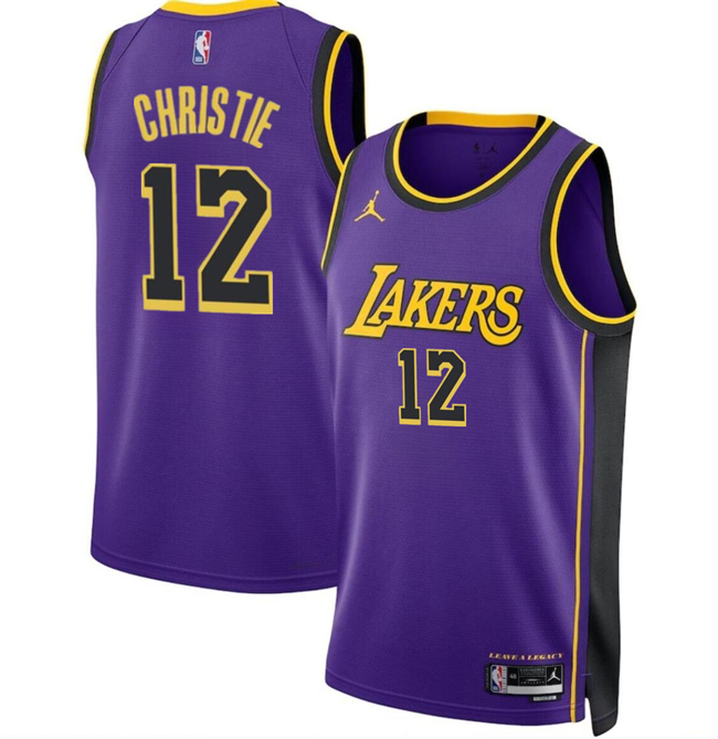 Personalized Men’s Los Angeles Lakers #12 Max Christie Purple 2024 Statement Edition Stitched Basketball Jersey