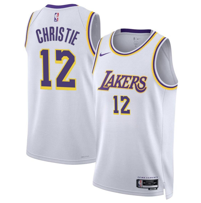 Personalized Men’s Los Angeles Lakers #12 Max Christie White 2024 Association Edition Stitched Basketball Jersey