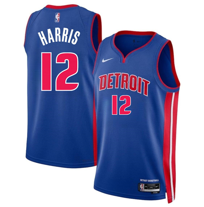 Personalized Men’s Detroit Pistons #12 Tobias Harris Blue 2024 Icon Edition Stitched Jersey