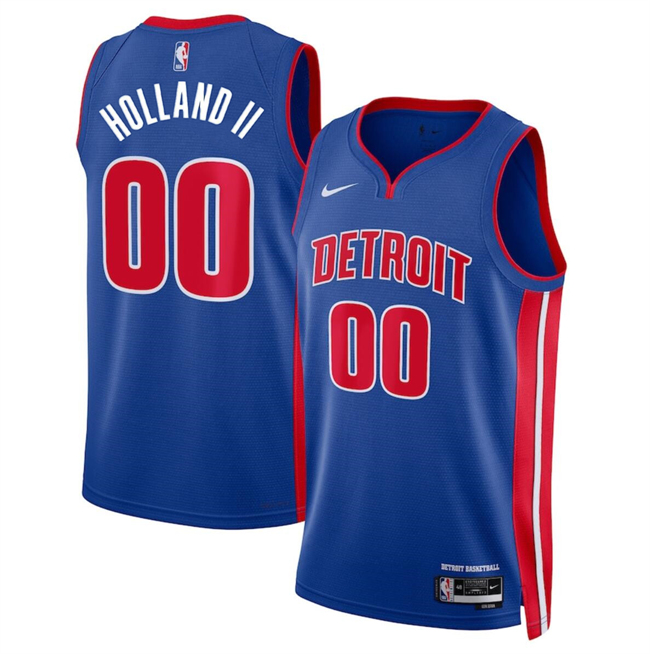 Personalized Men’s Detroit Pistons #00 Ron Holland II Blue 2024 Icon Edition Stitched Jersey