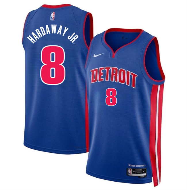 Personalized Men’s Detroit Pistons #8 Tim Hardaway Jr Blue 2024 Icon Edition Stitched Jersey