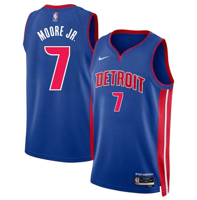 Personalized Men’s Detroit Pistons #7 Wendell Moore Jr Blue 2024 Icon Edition Stitched Jersey