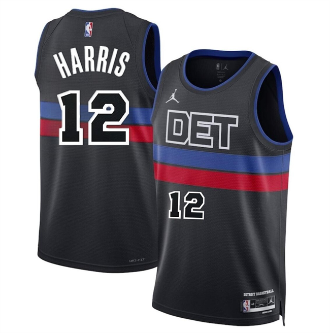 Personalized Men’s Detroit Pistons #12 Tobias Harris Black 2024 Statement Edition Stitched Basketball Jersey