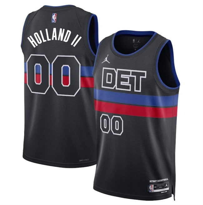 Personalized Men’s Detroit Pistons #00 Ron Holland II Black 2024 Statement Edition Stitched Basketball Jersey