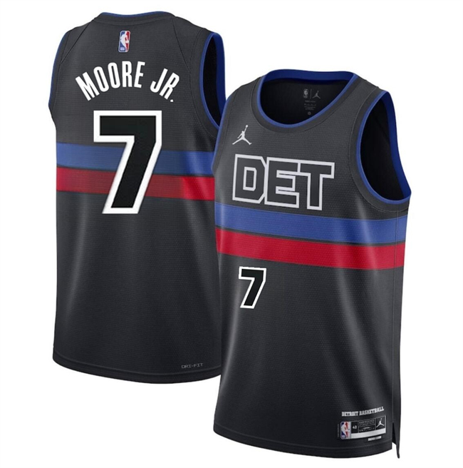 Personalized Men’s Detroit Pistons #7 Wendell Moore Jr Black 2024 Statement Edition Stitched Basketball Jersey