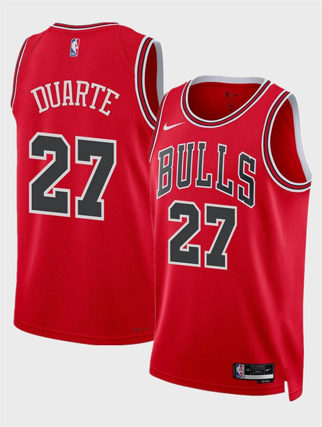 Personalized Men’s Chicago Bulls #27 Chris Duarte Red 2024 Icon Edition Stitched Basketball Jersey