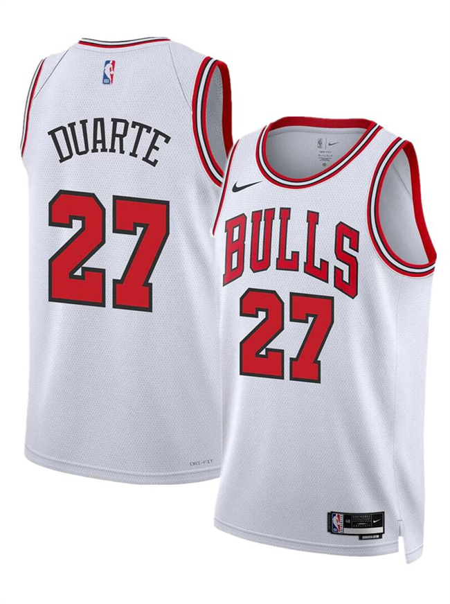Personalized Men’s Chicago Bulls #27 Chris Duarte White 2024 Association Edition Stitched Basketball Jersey