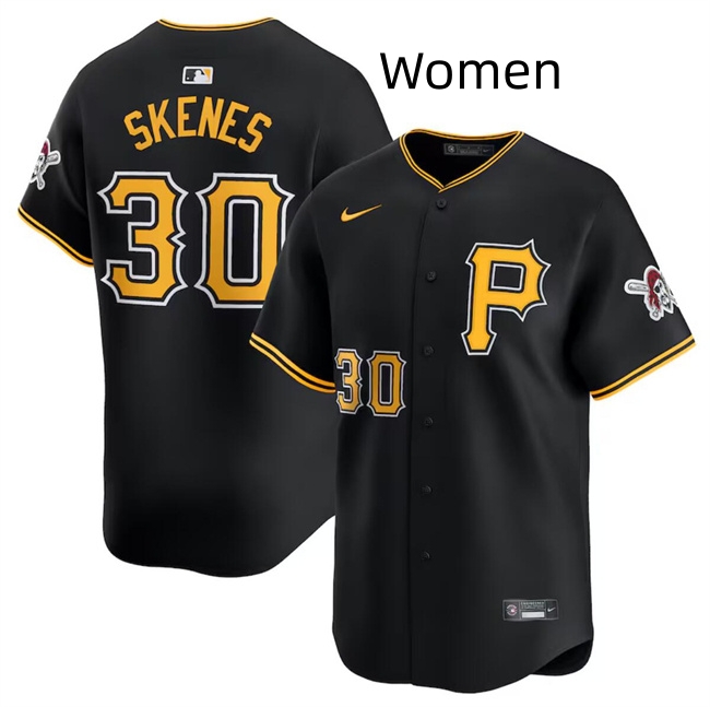 Personalized Women Pittsburgh Pirates #30 Paul Skenes Black 2024 Alternate Limited Stitched Baseball Jersey