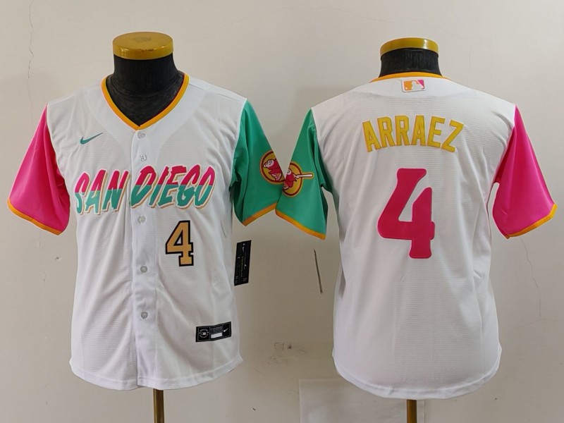 Personalized Youth San Diego Padres #4 Luis Arraez White City Connect Stitched Baseball Jerseys
