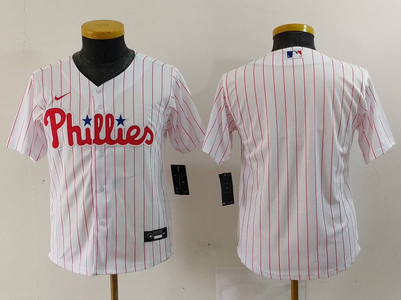 Personalized Youth Philadelphia Phillies Team White Cool Base Stitched Baseball Jersey