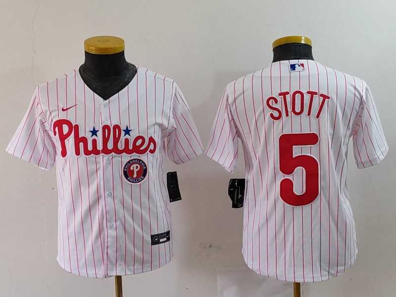 Personalized Youth Philadelphia Phillies #5 Bryson Stott White Cool Base Stitched Baseball Jerseys