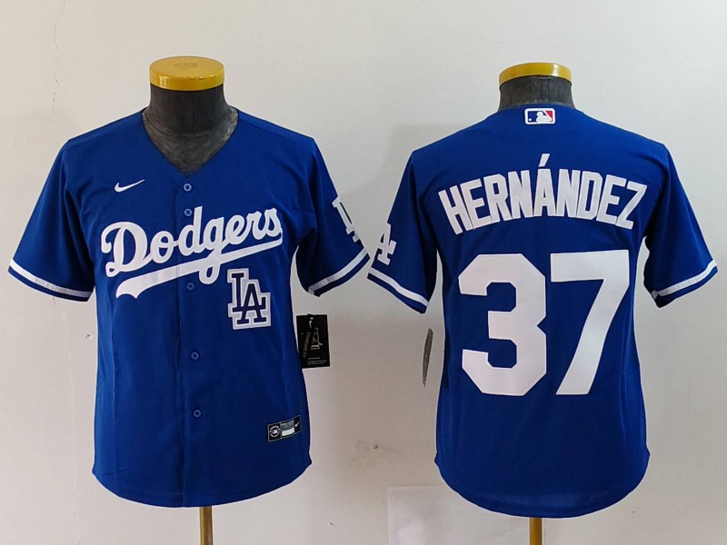 Personalized Youth Los Angeles Dodgers #37 Teoscar Hernandez Blue Stitched Baseball Jerseys