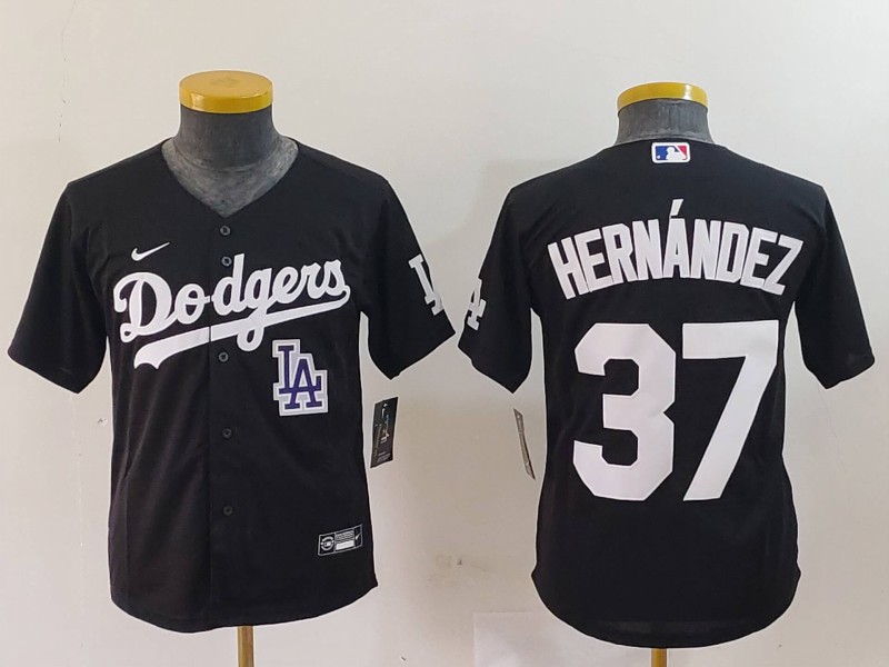 Personalized Youth Los Angeles Dodgers #37 Teoscar Hernandez Black Stitched Baseball Jerseys