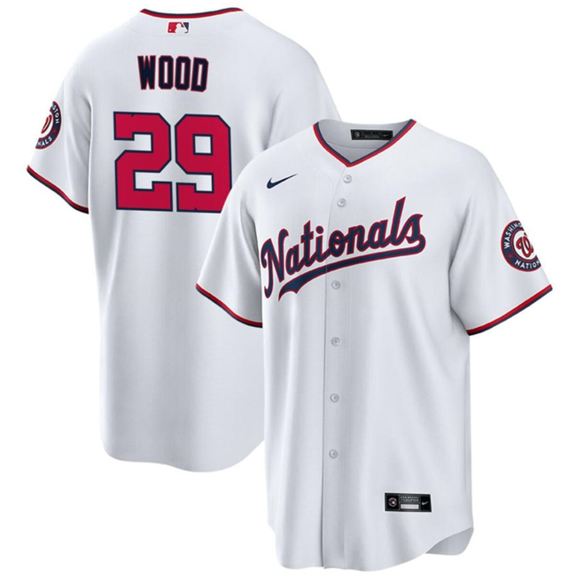 Personalized Men’s Washington Nationals #29 James Wood White 2024 Home Limited Stitched Baseball Jersey