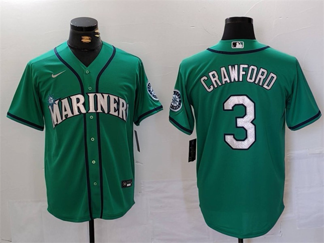Personalized Men’s Seattle Mariners #3 J.P. Crawford Aqua Cool Base Stitched Jersey