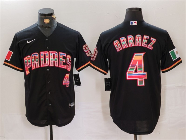 Personalized Men’s San Diego Padres #4 Luis Arraez Black Mexico Cool Base Stitched Baseball Jersey
