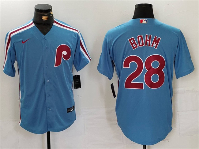 Personalized Men’s Philadelphia Phillies #28 Alec Bohm Blue Cool Base Stitched Jersey