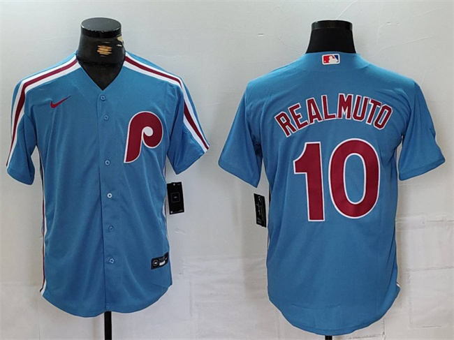 Personalized Men’s Philadelphia Phillies #10 J.T. Realmuto Blue Cool Base Stitched Jersey