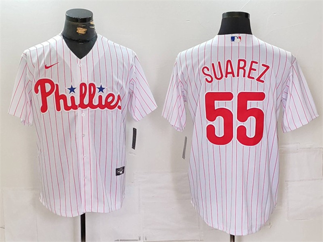 Personalized Men’s Philadelphia Phillies #55 Ranger Suárez White Cool Base Stitched Jersey