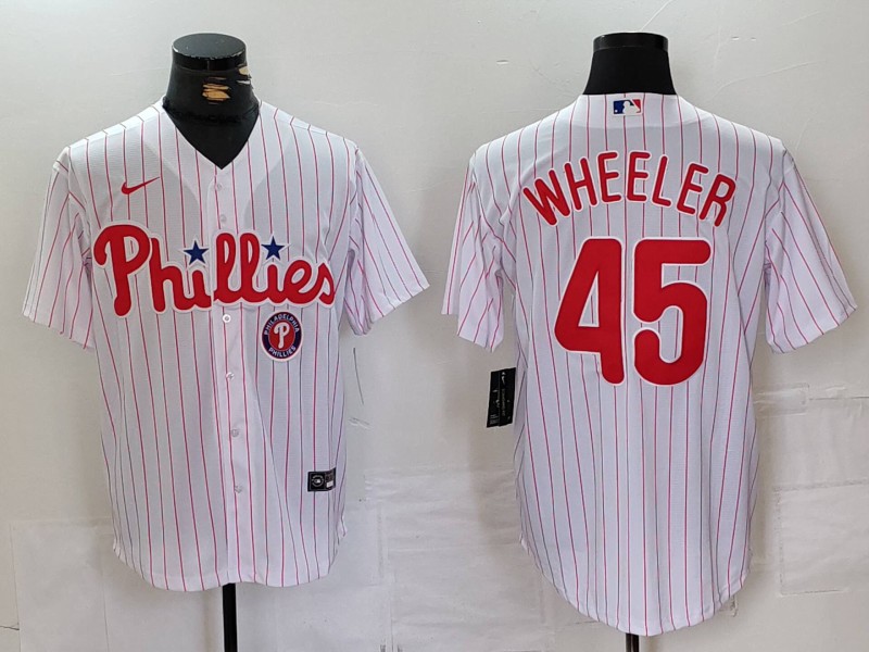 Personalized Men’s Philadelphia Phillies #45 Zack Wheeler White Cool Base Stitched Jerseys