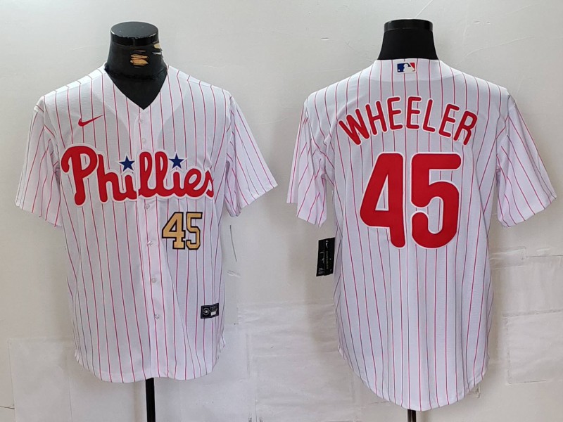 Personalized Men’s Philadelphia Phillies #45 Zack Wheeler White Cool Base Stitched Jerseys