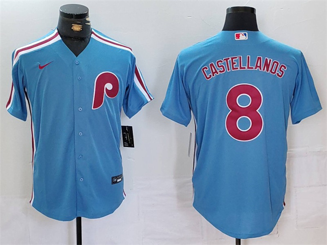 Personalized Men’s Philadelphia Phillies #8 Nick Castellanos Blue Cool Base Stitched Jersey