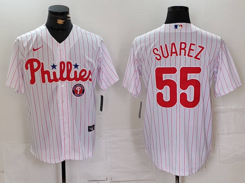 Personalized Men’s Philadelphia Phillies #55 Ranger Suárez White Cool Base Stitched Jerseys
