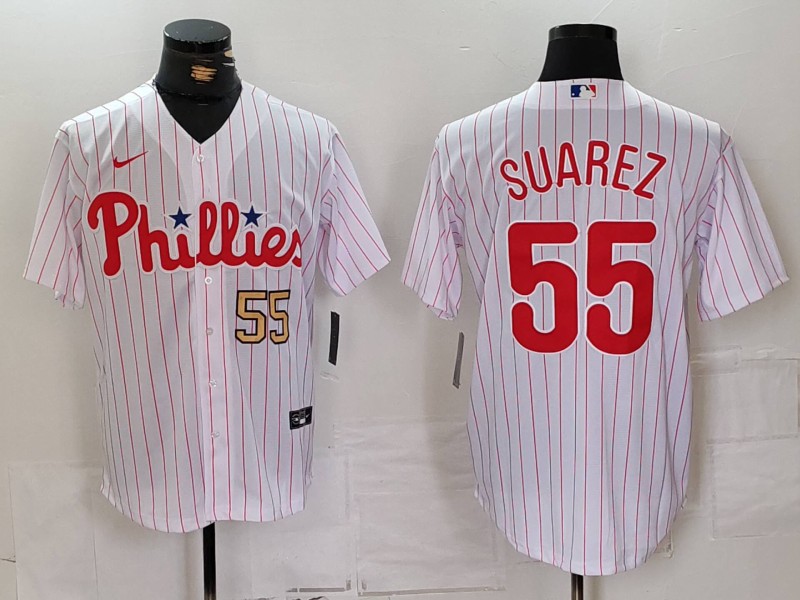 Personalized Men’s Philadelphia Phillies #55 Ranger Suárez White Cool Base Stitched Jerseys