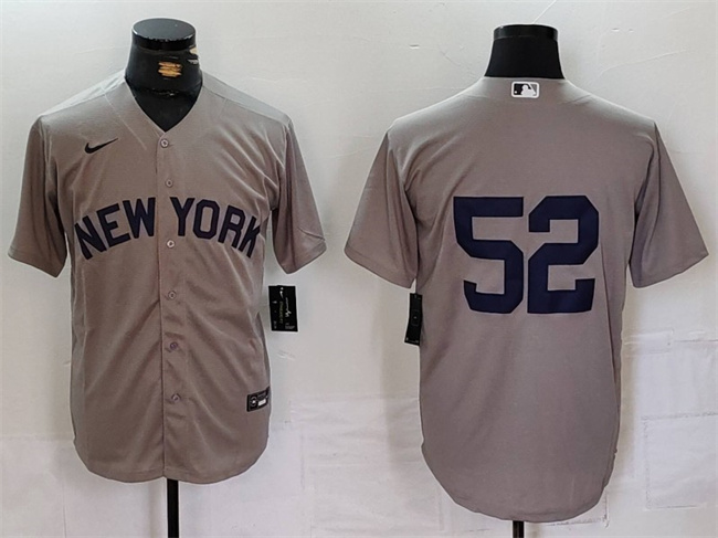 Personalized Men’s New York Yankees #52 CC Sabathia Grey Cool Base Stitched Baseball Jersey
