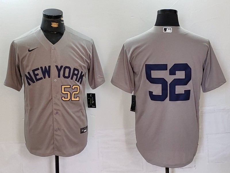 Personalized Men’s New York Yankees #52 CC Sabathia Grey Cool Base Stitched Baseball Jerseys