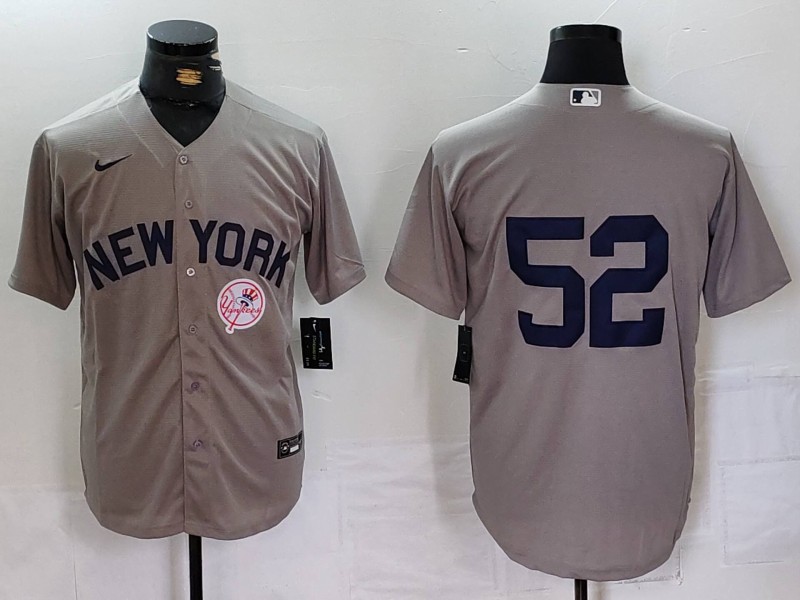Personalized Men’s New York Yankees #52 CC Sabathia Grey Cool Base Stitched Baseball Jerseys