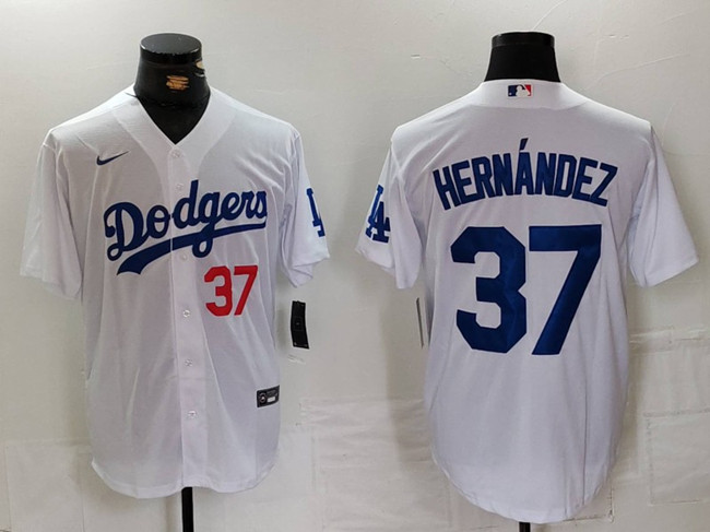 Personalized Men’s Los Angeles Dodgers #37 Teoscar Hernandez White Stitched Baseball Jersey