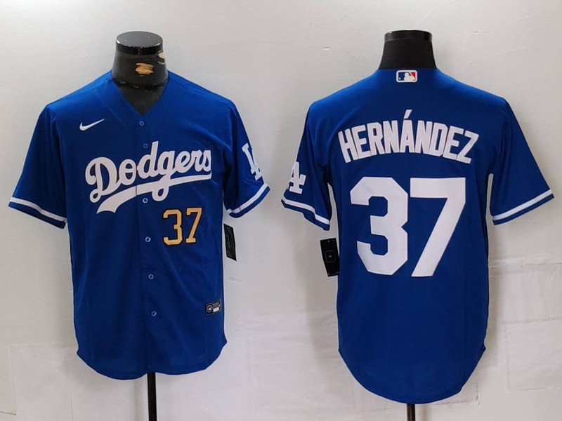 Personalized Men’s Los Angeles Dodgers #37 Teoscar Hernandez Blue Cool Base Stitched Baseball Jerseys