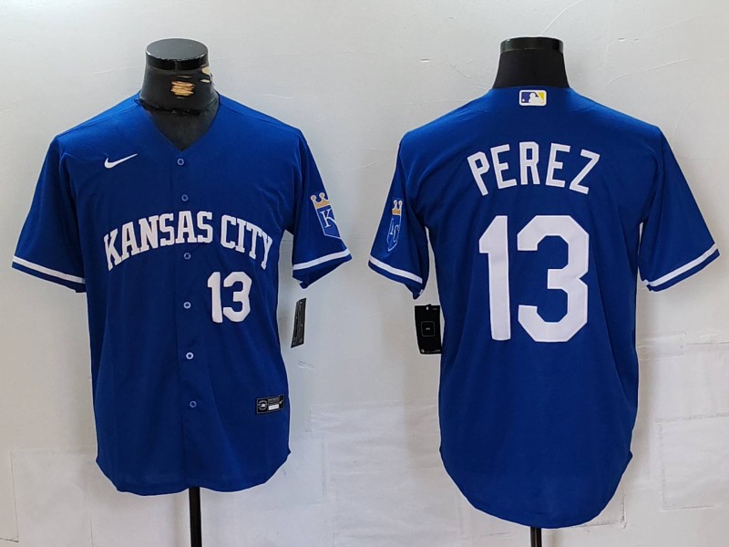 Personalized Men’s Kansas City Royals #13 Salvador Perez Royal Cool Base Stitched Jerseys