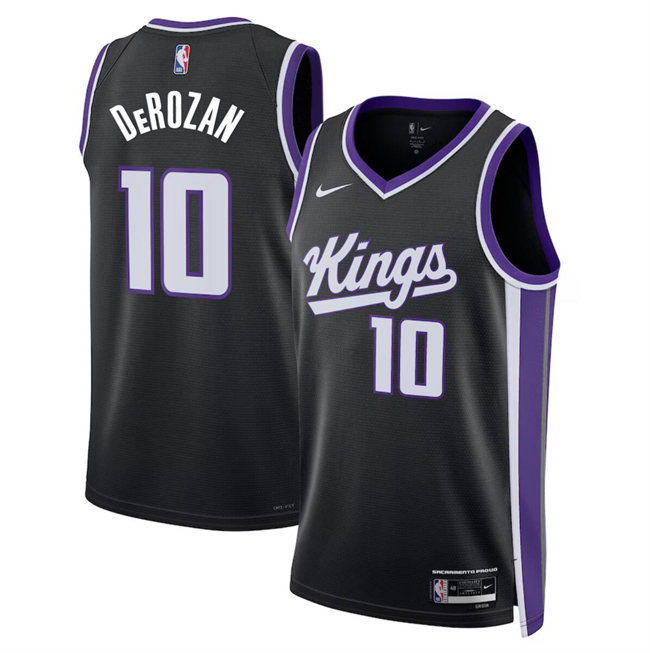 Personalized Men’s Sacramento Kings #10 DeMar DeRozan Black Icon Edition Swingman Stitched Basketball Jersey