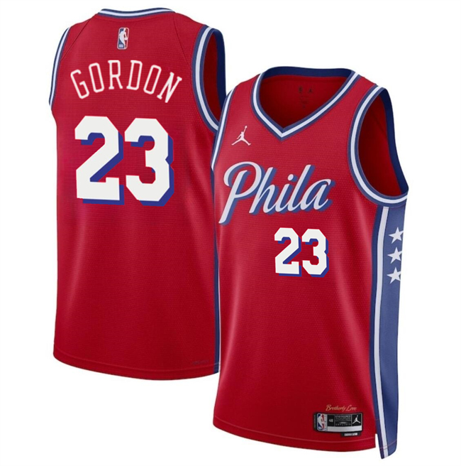 Personalized Men’s Philadelphia 76ers #23 Eric Gordon Red Statement Edition Stitched Jersey