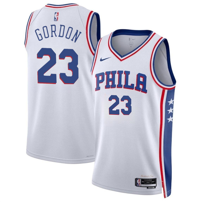 Personalized Men’s Philadelphia 76ers #23 Eric Gordon White Association Edition Stitched Jersey