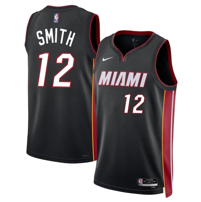 Personalized Men’s Miami Heat #12 Dru Smith Black 2024 Icon Edition Stitched Basketball Jersey
