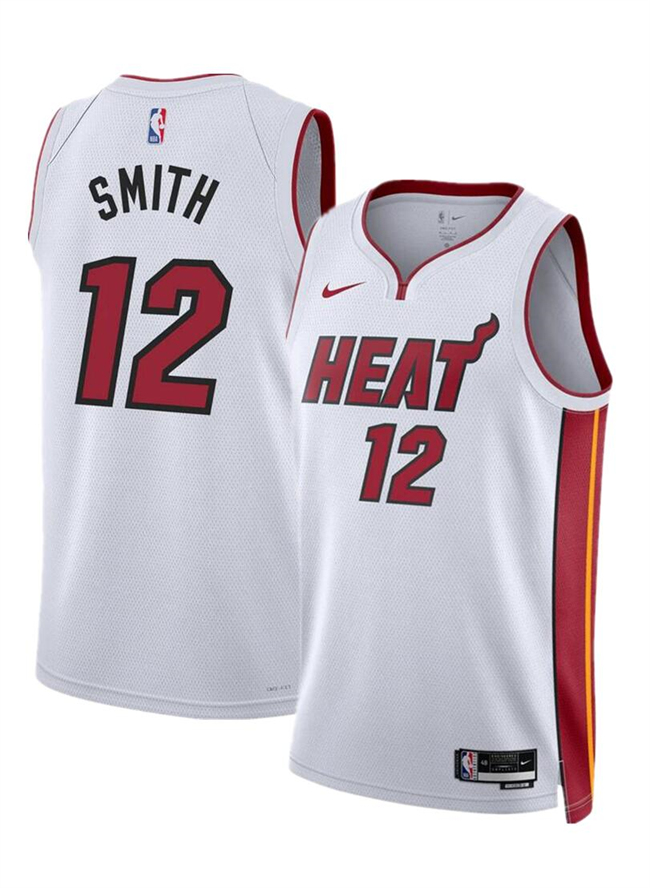 Personalized Men’s Miami Heat #12 Dru Smith White 2024 Association Edition Stitched Basketball Jersey