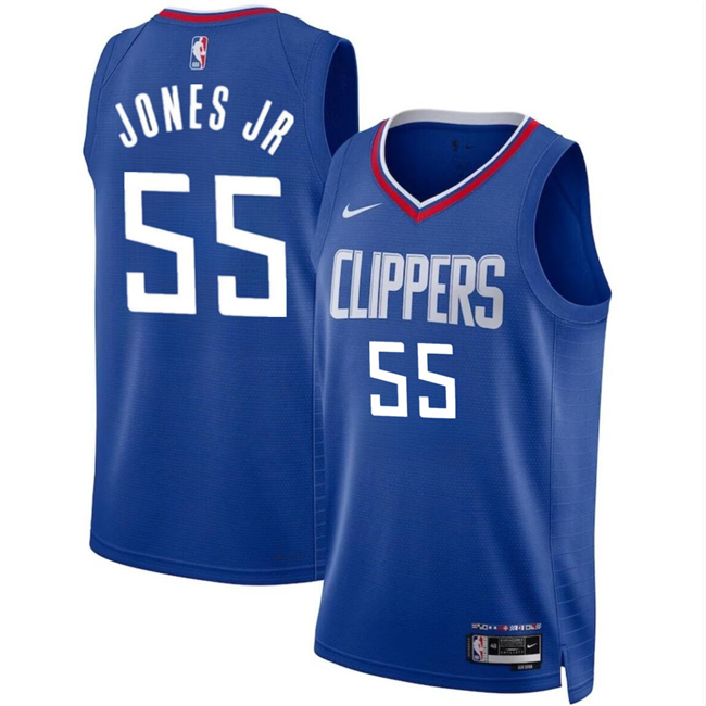 Personalized Men’s Los Angeles Clippers #55 Derrick Jones Jr Blue Icon Edition Stitched Jersey
