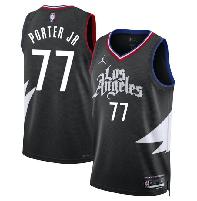 Personalized Men’s Los Angeles Clippers #77 Kevin Porter Jr Black Statement Edition Stitched Jersey