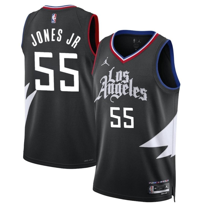 Personalized Men’s Los Angeles Clippers #55 Derrick Jones Jr Black Statement Edition Stitched Jersey
