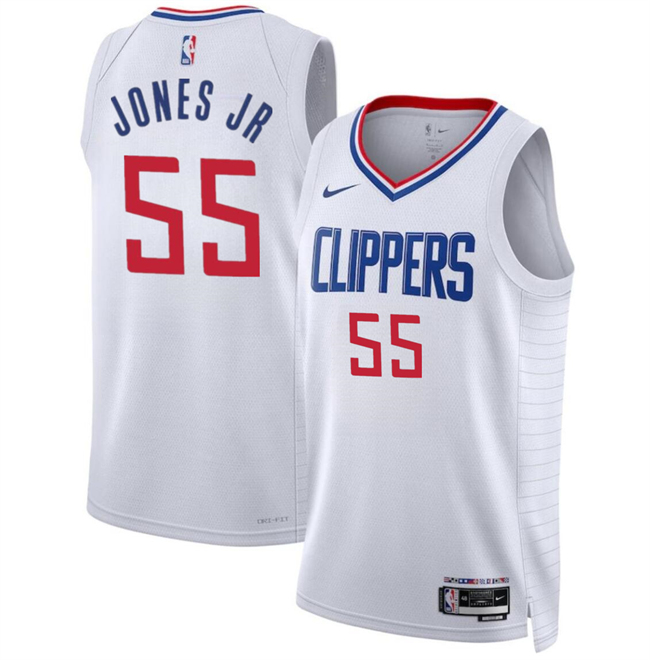 Personalized Men’s Los Angeles Clippers #55 Derrick Jones Jr White Association Edition Stitched Jersey